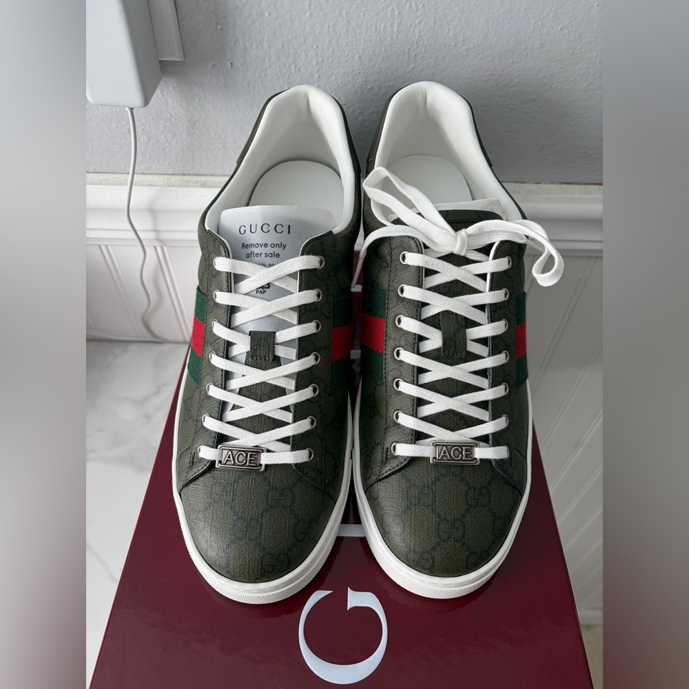 Gucci Olive Green Ace Sneakers